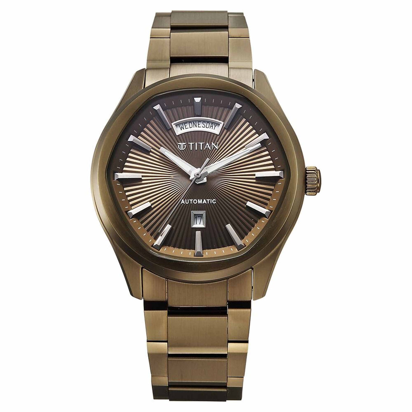 Titan Astral Concealed Automatic Analog with Khaki Dial Khaki Stainless Steel Strap Watch for Men