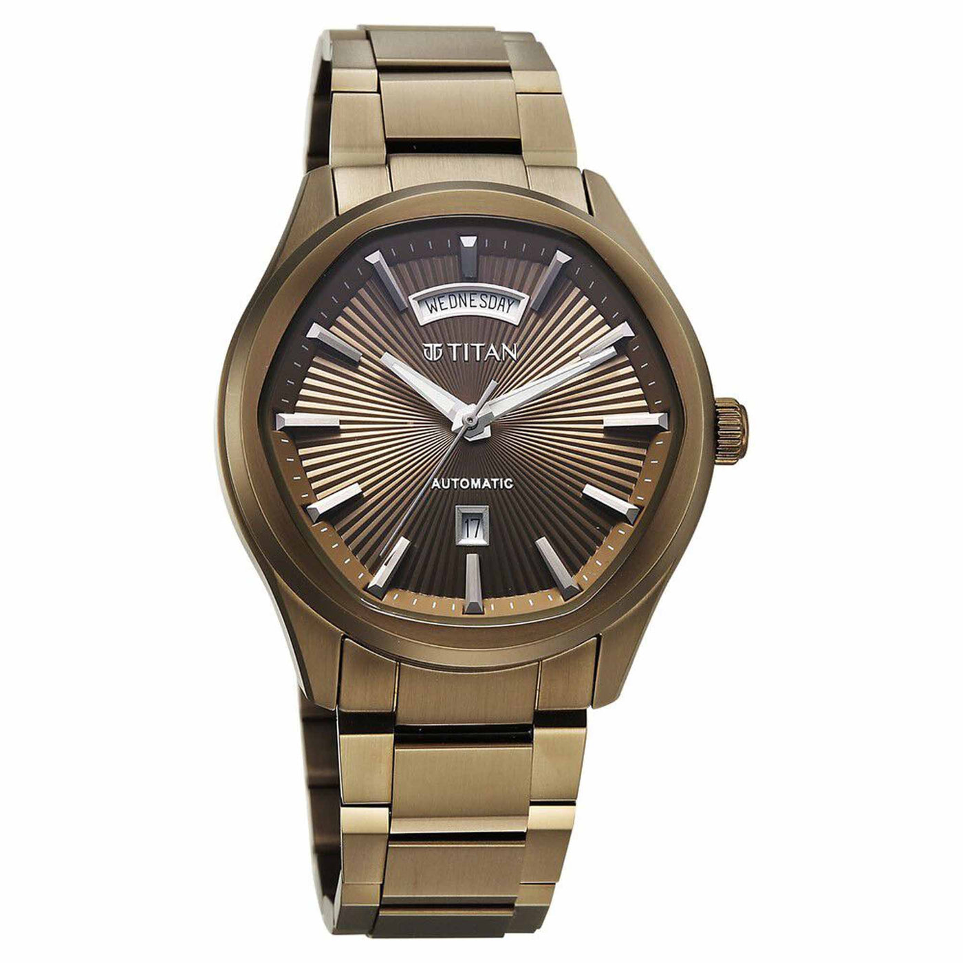 Titan Astral Concealed Automatic Analog with Khaki Dial Khaki Stainless Steel Strap Watch for Men