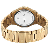 Titan Regalia Dodecagon Quartz Analog with Date Black Dial Golden Stainless Steel Strap Watch For Men