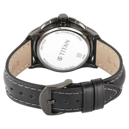 Titan Black Dial Leather Strap Multifunction Watch for Men