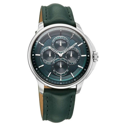 Titan Green Dial Leather Strap Multifunction Watch for Men