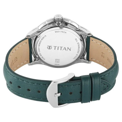 Titan Green Dial Leather Strap Multifunction Watch for Men