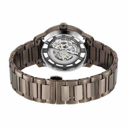 Titan Black Dial Brown Stainless Steel Strap Skeletal Automatic Watch for Men