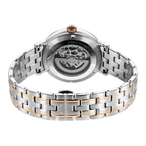 Titan Yin Yang Skeletal Automatic Analog with White Dial Silver and Rose Gold Stainless Steel Strap Watch for Men