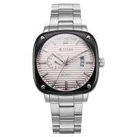 Titan White Dial Silver Metal Strap Concealed Automatic Watch for Men