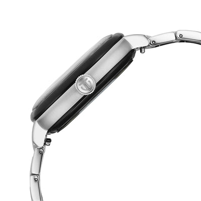 Titan White Dial Silver Metal Strap Concealed Automatic Watch for Men
