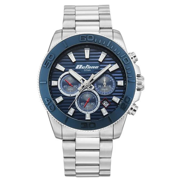 Titan Octane Blue Dial Silver Stainless Steel Multifunction Watch for Men