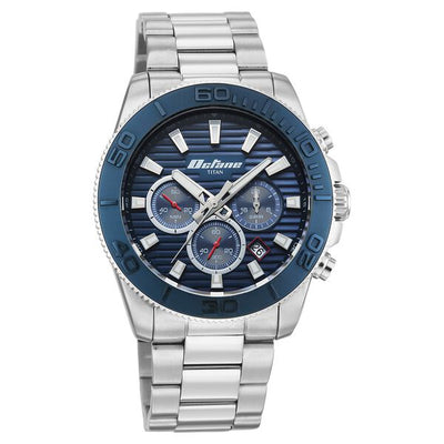 Titan Octane Blue Dial Silver Stainless Steel Multifunction Watch for Men