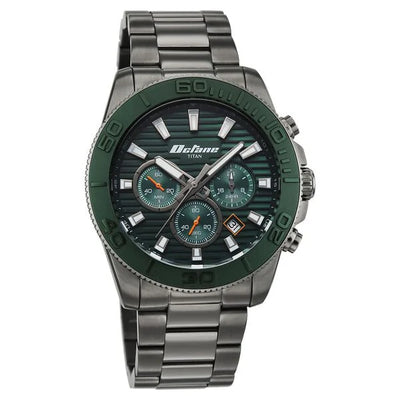 Titan Octane Green Dial Grey Stainless Steel Multifunction Watch for Men