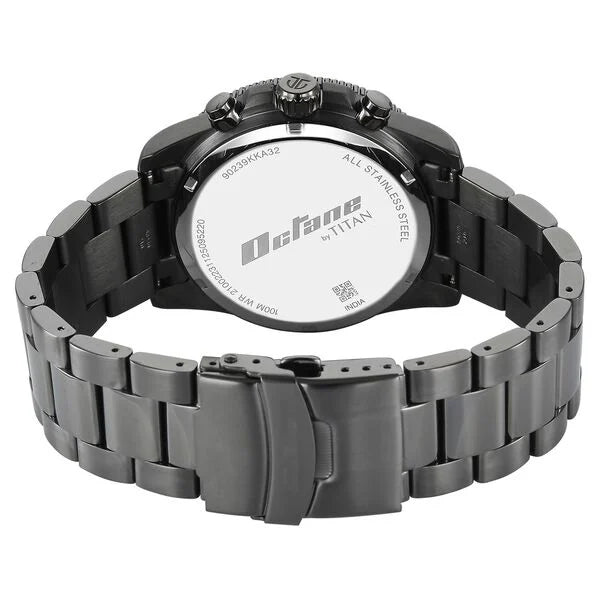 Titan Octane Green Dial Grey Stainless Steel Multifunction Watch for Men