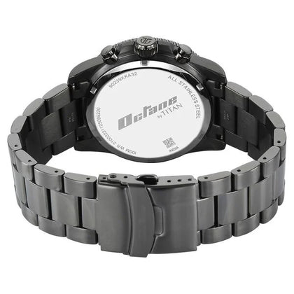 Titan Octane Green Dial Grey Stainless Steel Multifunction Watch for Men