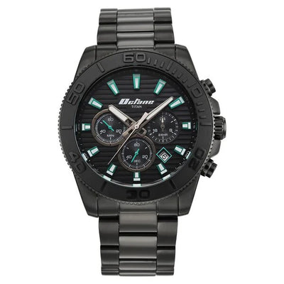 Titan Octane Black Dial Stainless Steel Multifunction Watch for Men
