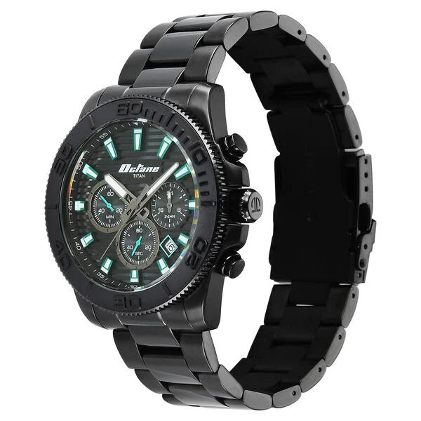 Titan Octane Black Dial Stainless Steel Multifunction Watch for Men