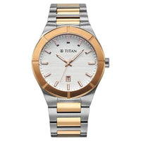 Titan Regalia Silver Dial Two Toned Stainless Steel Analog with Date Watch for Men