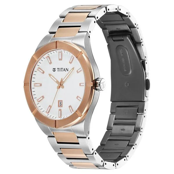 Titan Regalia Silver Dial Two Toned Stainless Steel Analog with Date Watch for Men