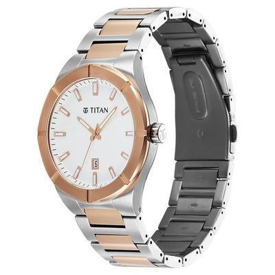 Titan Regalia Silver Dial Two Toned Stainless Steel Analog with Date Watch for Men