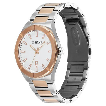 Titan Regalia Silver Dial Two Toned Stainless Steel Analog with Date Watch for Men