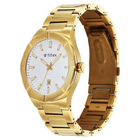 Titan Regalia Silver Dial Gold Stainless Steel Analog with Date Watch for Men