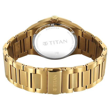 Titan Regalia Silver Dial Gold Stainless Steel Analog with Date Watch for Men