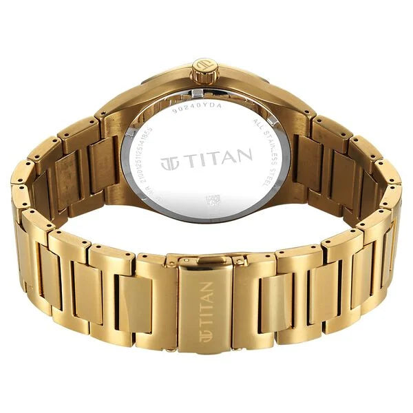 Titan Regalia Silver Dial Gold Stainless Steel Analog with Date Watch for Men