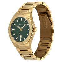 Titan Regalia Green Dial Gold Stainless Steel Analog with Date Watch for Men