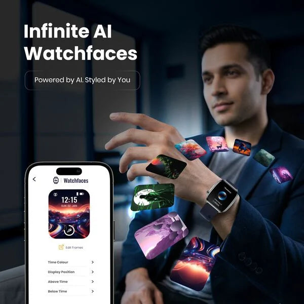 Titan Smart 4.0 Smartwatch with 1.93" AMOLED Display, Infinite AI Watch Faces, Smart Hydration, QR Hub HRM, SpO2