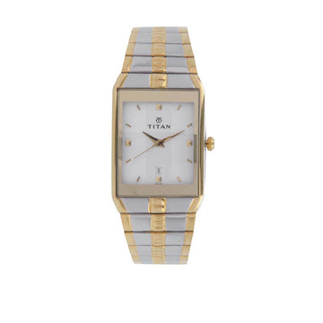 Titan Quartz Analog with Date Silver Dial Stainless Steel Strap Watch for Men
