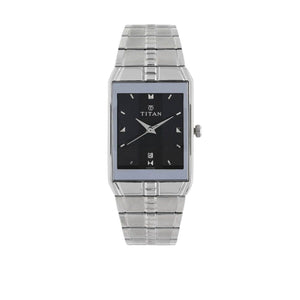 Titan Quartz Analog with Date Black Dial Stainless Steel Strap Watch for Men