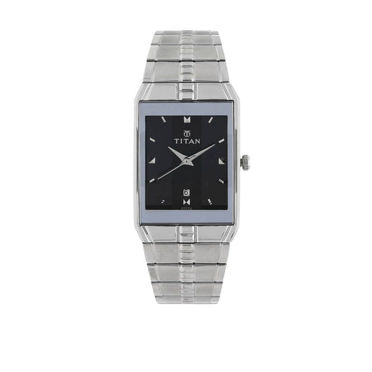 Titan Quartz Analog with Date Black Dial Stainless Steel Strap Watch for Men