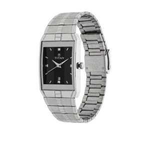 Titan Quartz Analog with Date Black Dial Stainless Steel Strap Watch for Men