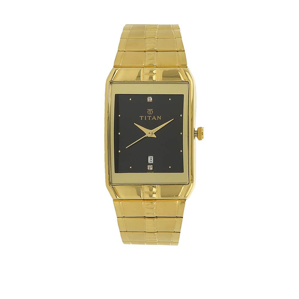 Titan BlackDialAnalog with DateMetalStrap watch forMen