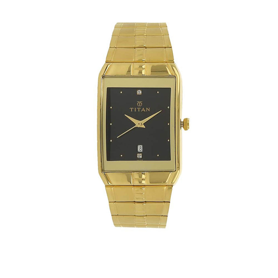 Titan BlackDialAnalog with DateMetalStrap watch forMen