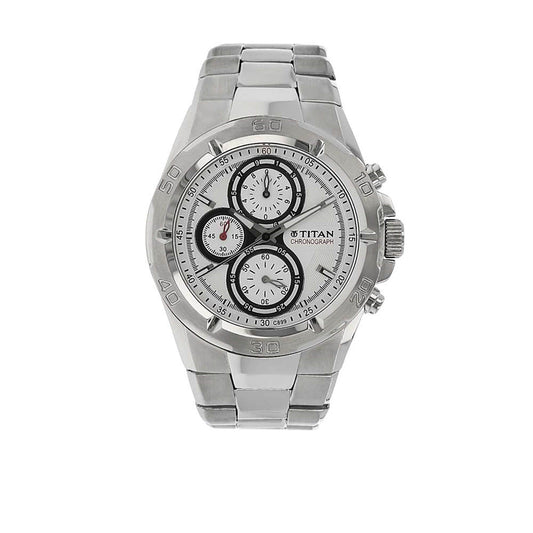 Titan Octane White Dial Chrono Stainless Steel Strap watch for Men
