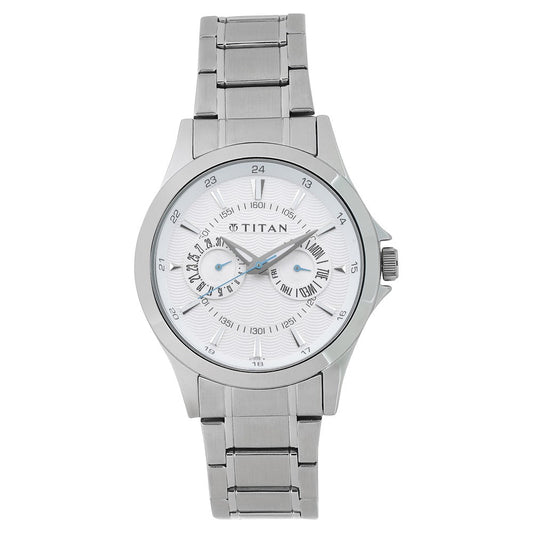 Titan Quartz Multifunction Silver Dial Watch for Men