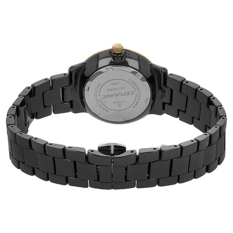 Titan Quartz Analog Black Dial Ceramic Strap Watch for Women