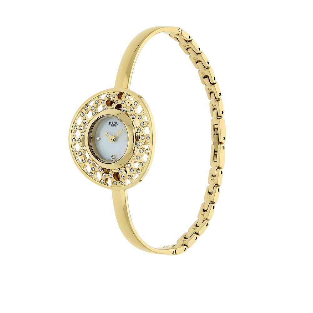 Titan Raga Moonlight Mother of Pearl Dial Women Watch With Metal Strap