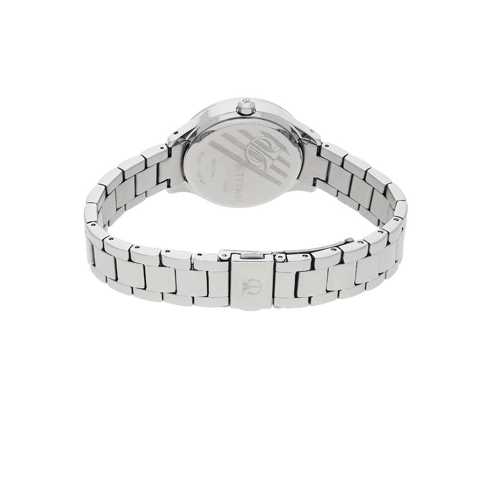 Titan Quartz Analog Purple Dial Metal Strap Watch for Women