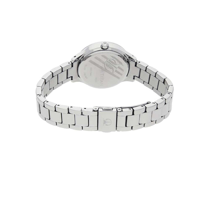 Titan Quartz Analog Purple Dial Metal Strap Watch for Women