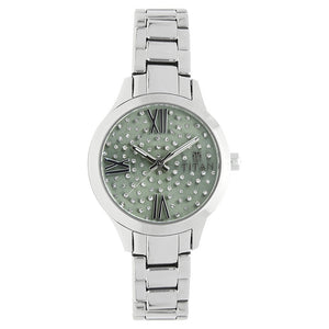 Titan Quartz Analog Green Dial Stainless Steel Strap Watch for Women