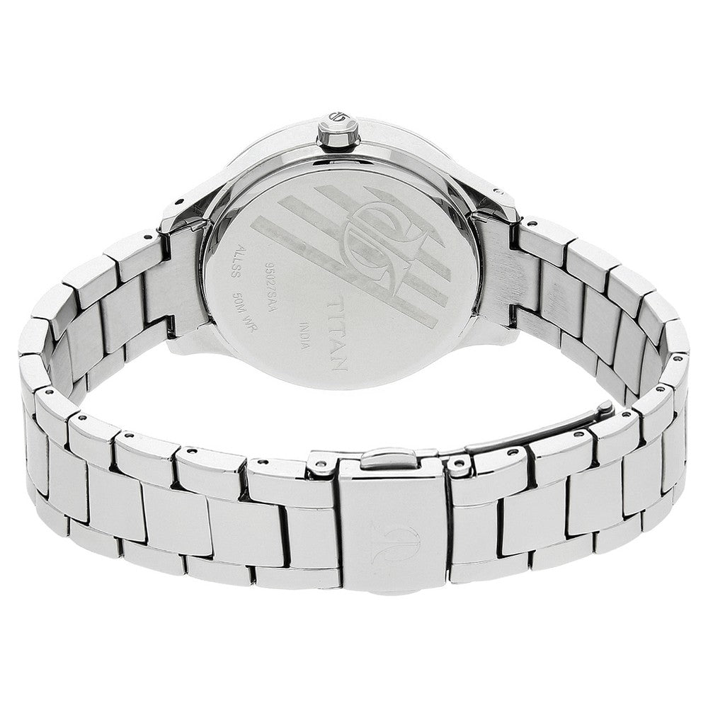 Titan Quartz Analog Green Dial Stainless Steel Strap Watch for Women