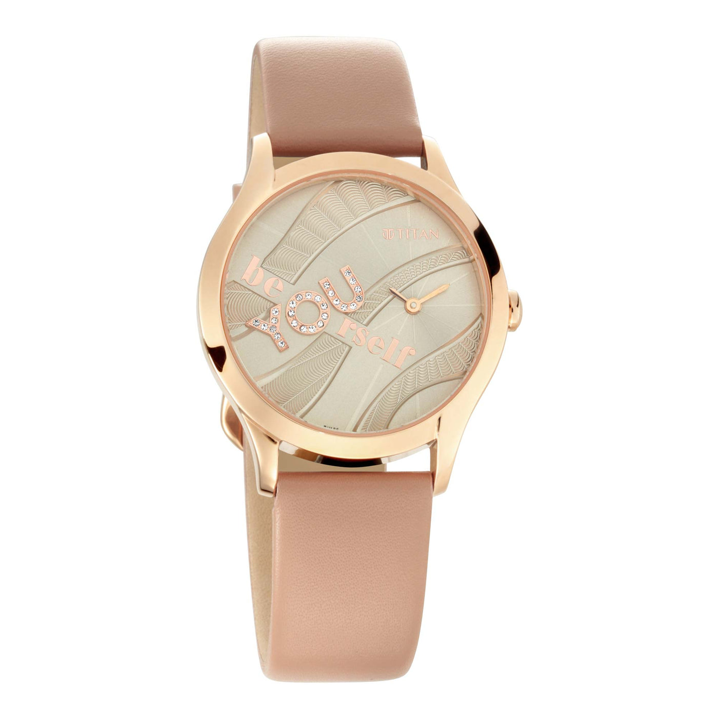 Titan Self Expression Rose Gold Dial Analog Leather Strap Watch for Women
