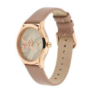 Titan Self Expression Rose Gold Dial Analog Leather Strap Watch for Women