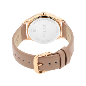 Titan Self Expression Rose Gold Dial Analog Leather Strap Watch for Women
