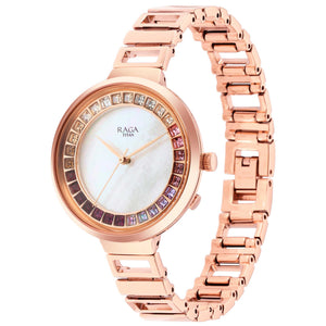 Titan Raga Love All Mother Of Pearl Dial Women Watch With Metal Strap