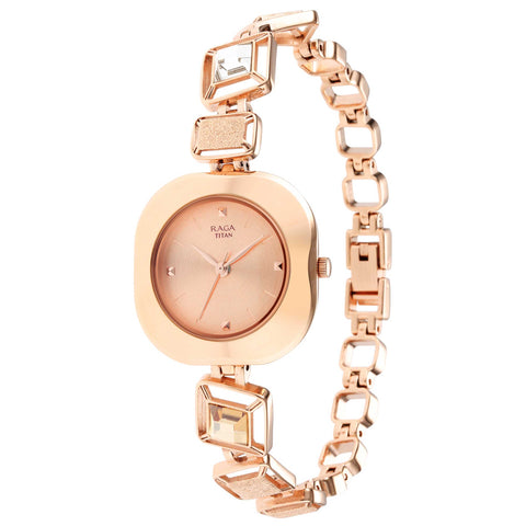Titan Love All Rose Gold Dial Women Watch With Metal Strap
