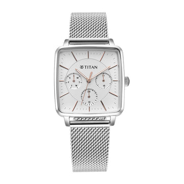 Titan Avant Garde Silver Dial Quartz Multifunction Stainless Steel Strap watch for Women