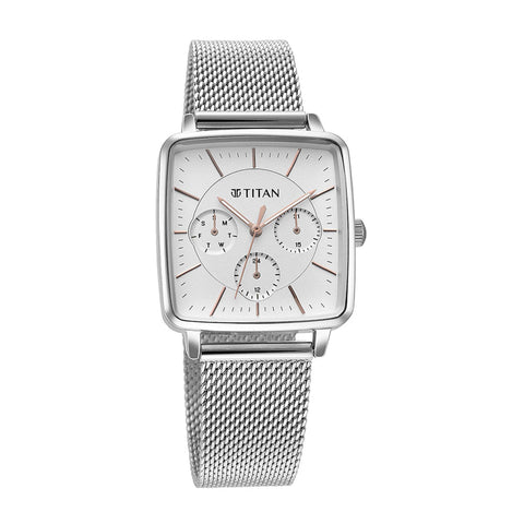 Titan Avant Garde Silver Dial Quartz Multifunction Stainless Steel Strap watch for Women
