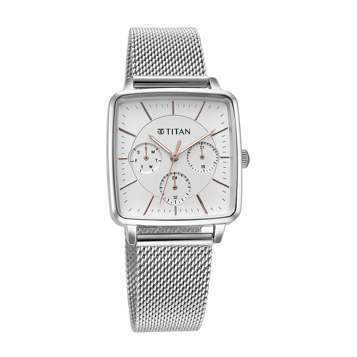 Titan Avant Garde Silver Dial Quartz Multifunction Stainless Steel Strap watch for Women