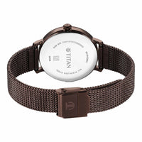 Titan Workwear Black Dial Brown Stainless Steel Strap Analog Watch for Women