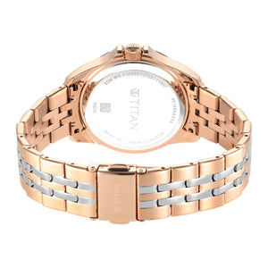 Titan Acetate Black Dial Analog with Day and Date Stainless Steel Strap Watch for Women